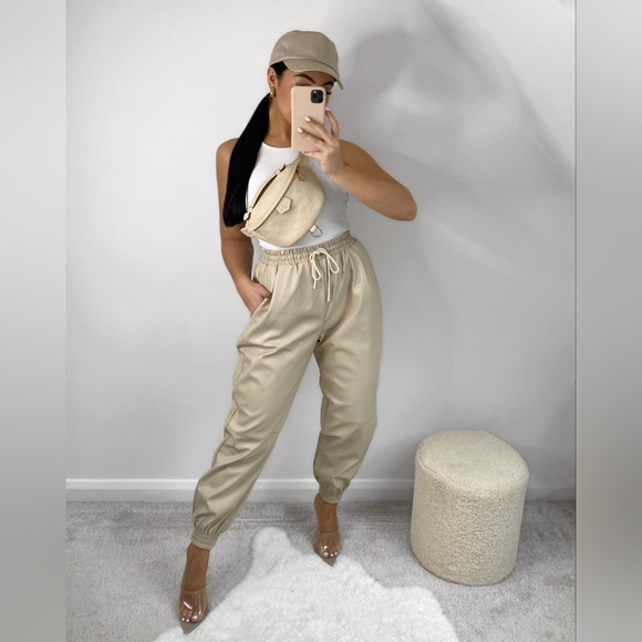 GRACE+KARMA FAUX LEATHER JOGGER WITH SHACKET SET NWT! - Picture 2 of 2